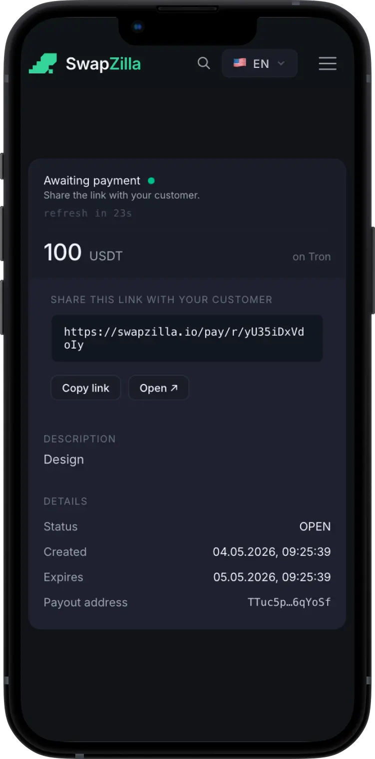 Create the payment link and share it