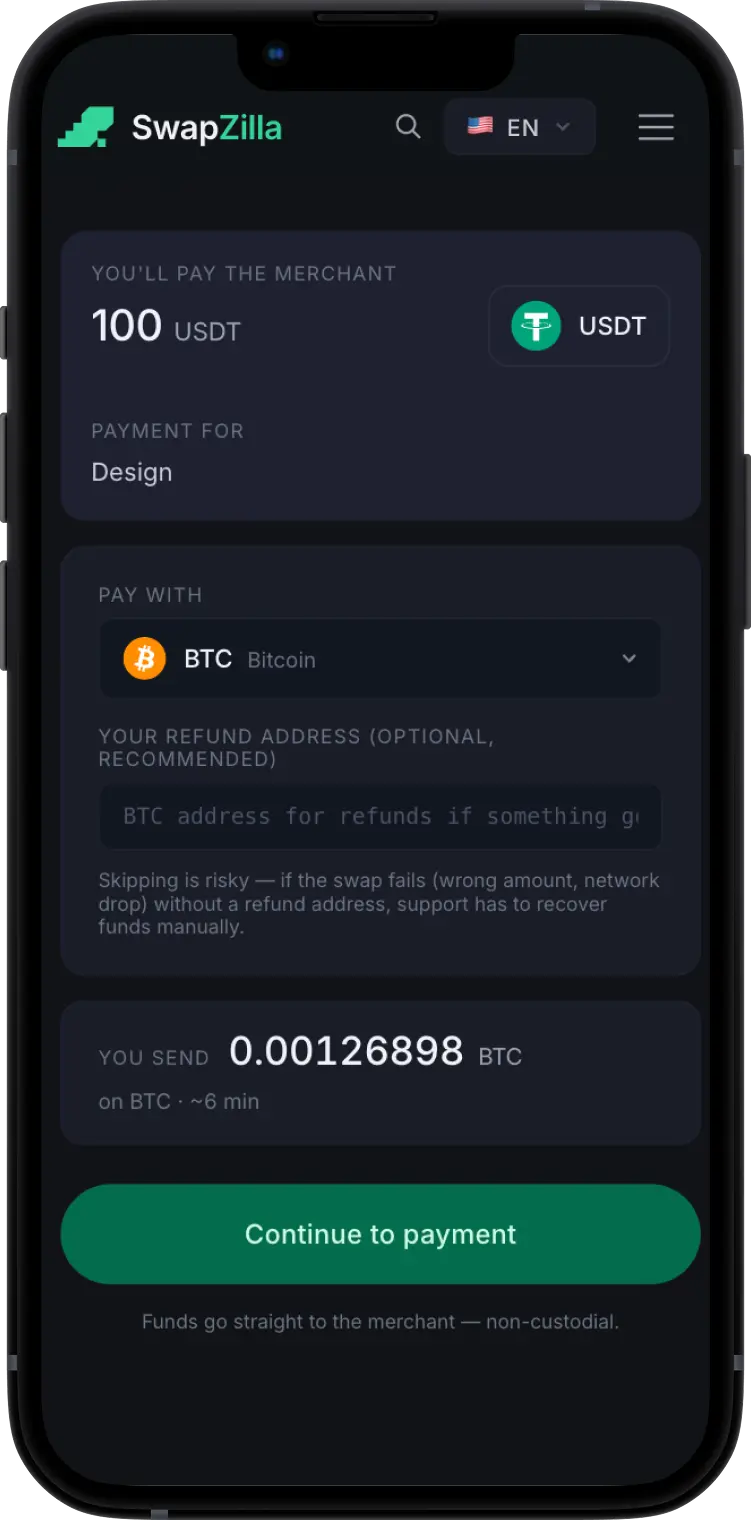 Customer picks any crypto